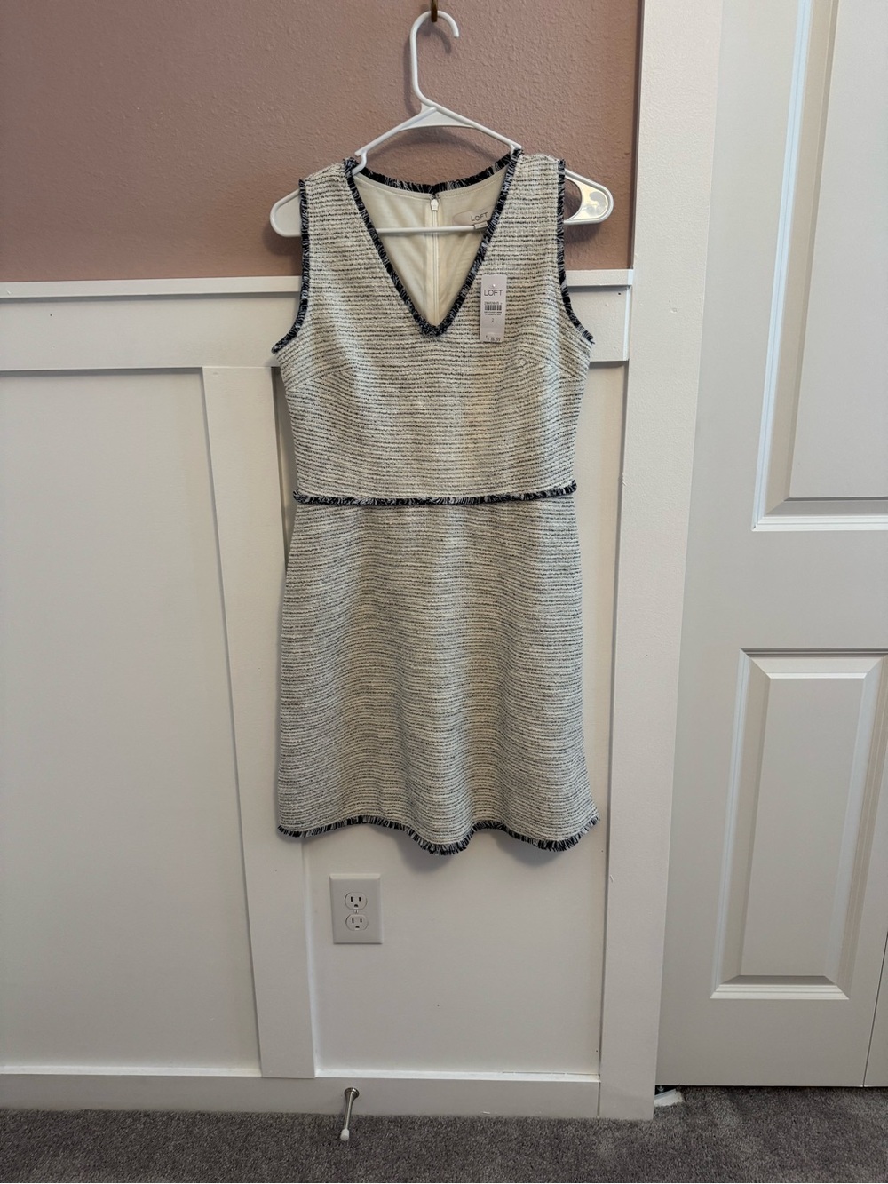 NWT LOFT Fringe Boucle Fit & Flare Dress